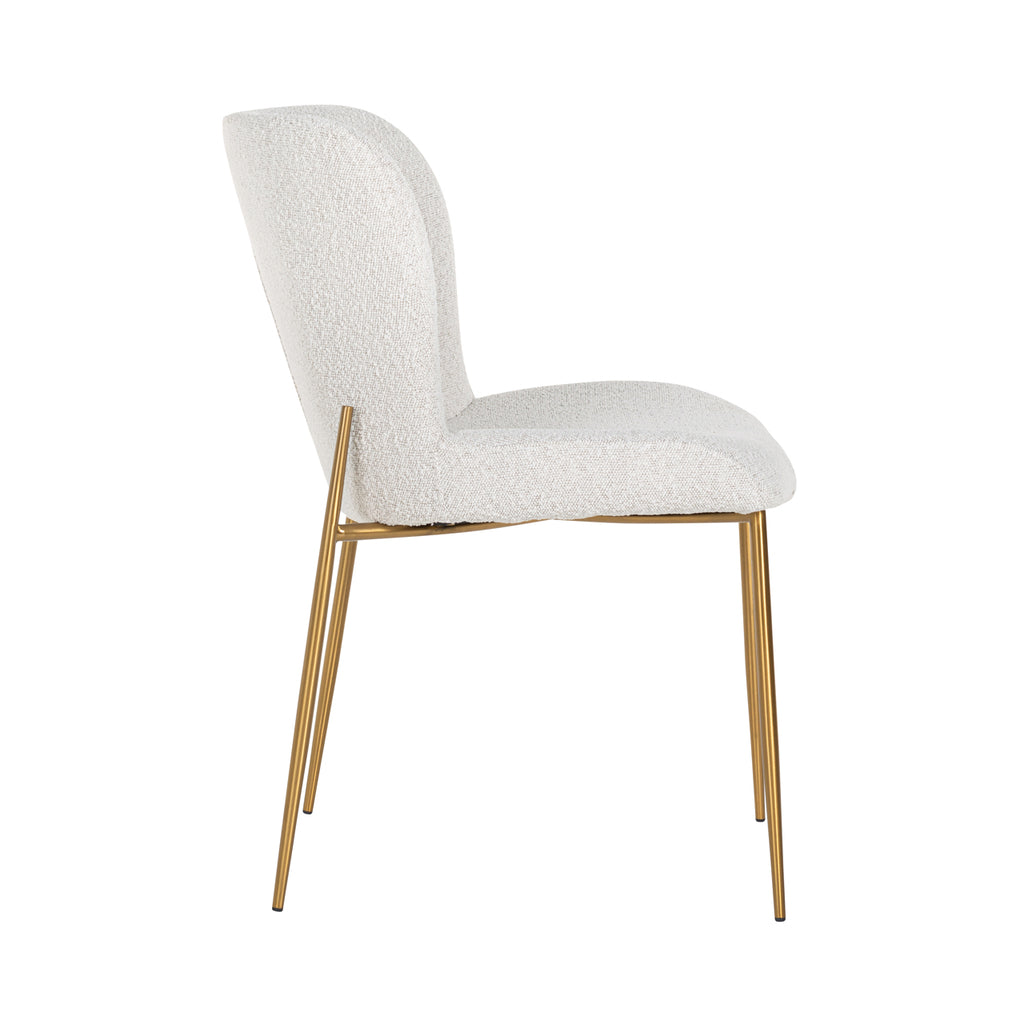 Chair Odessa white bouclé / brushed gold