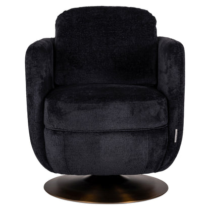 Turner black chenille swivel armchair