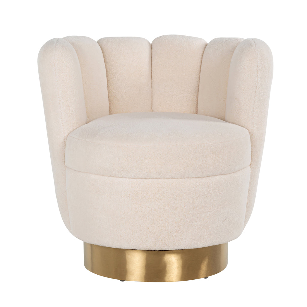 Armchair Mayfair white teddy / brushed gold