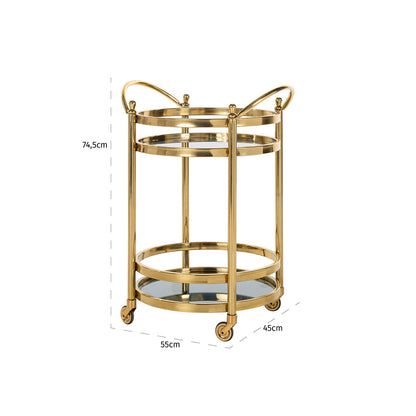 Trolley Hendricks rond goud met glas