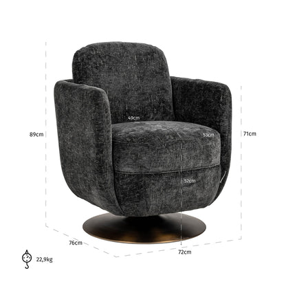 "Swivel armchair Turner graphite island"