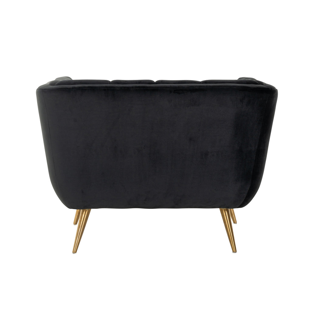 Armchair Huxley Anthracite velvet / Brushed gold