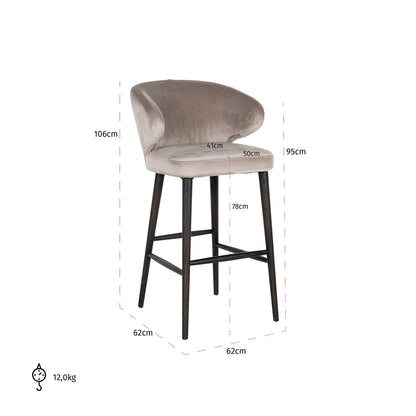 Tabouret de bar Velours kaki indigo