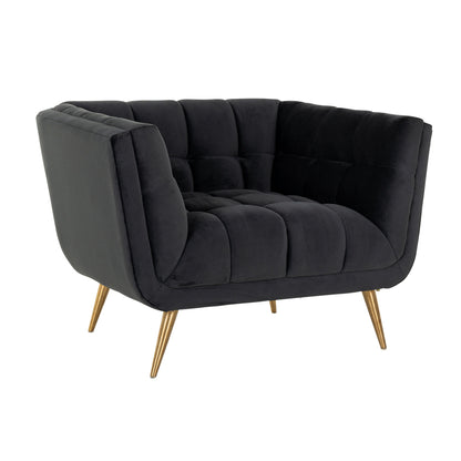 Armchair Huxley Anthracite velvet / Brushed gold