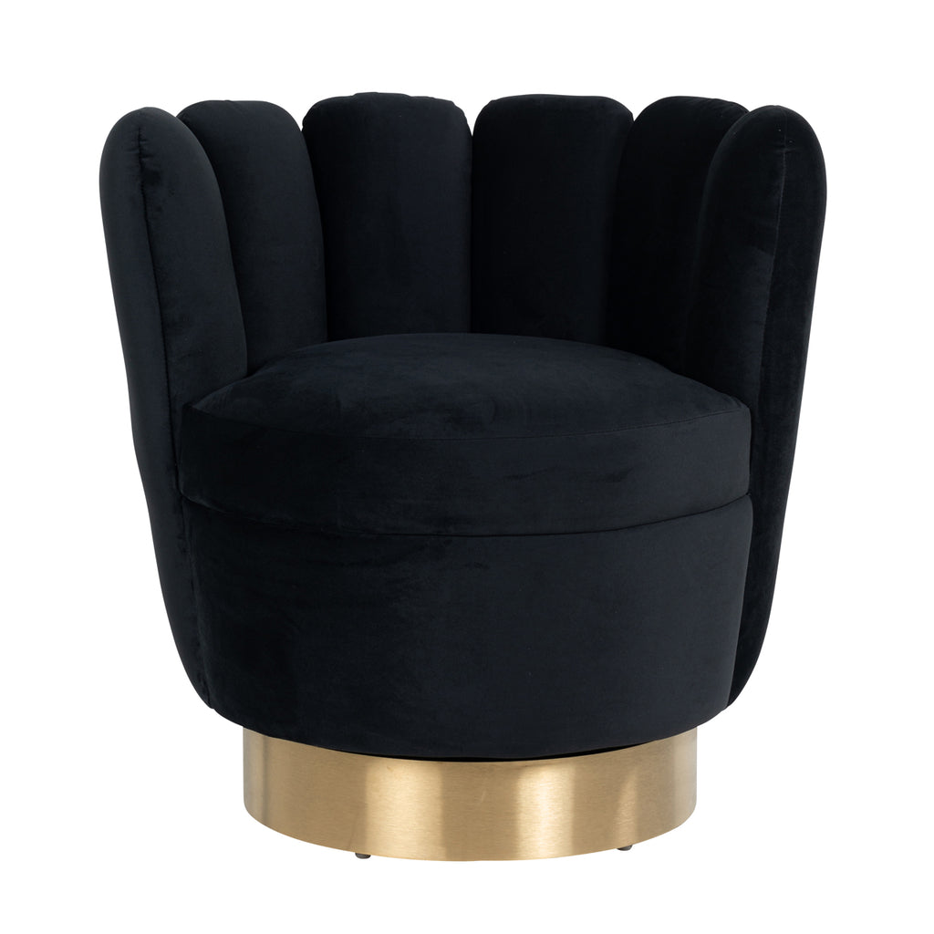 Fauteuil Mayfair velours noir / or brossé