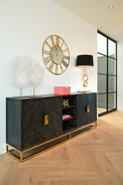 Dressoir Blackbone gold 4-deuren + open vak