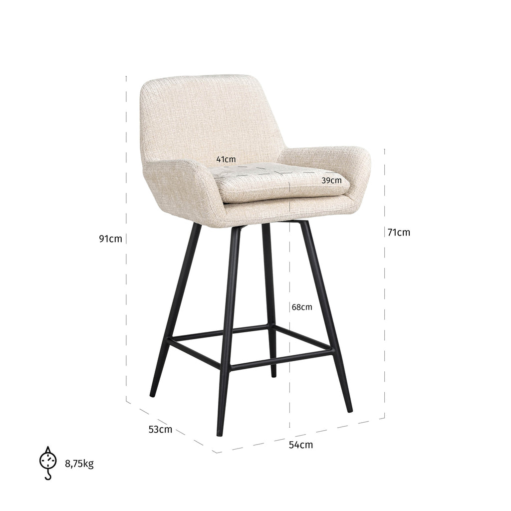 Tabouret de comptoir Linsey chenille beige