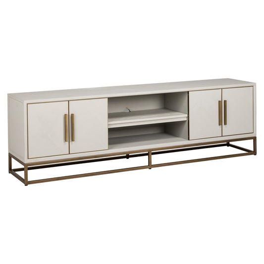 TV cabinet Whitebone brass 4 doors 200