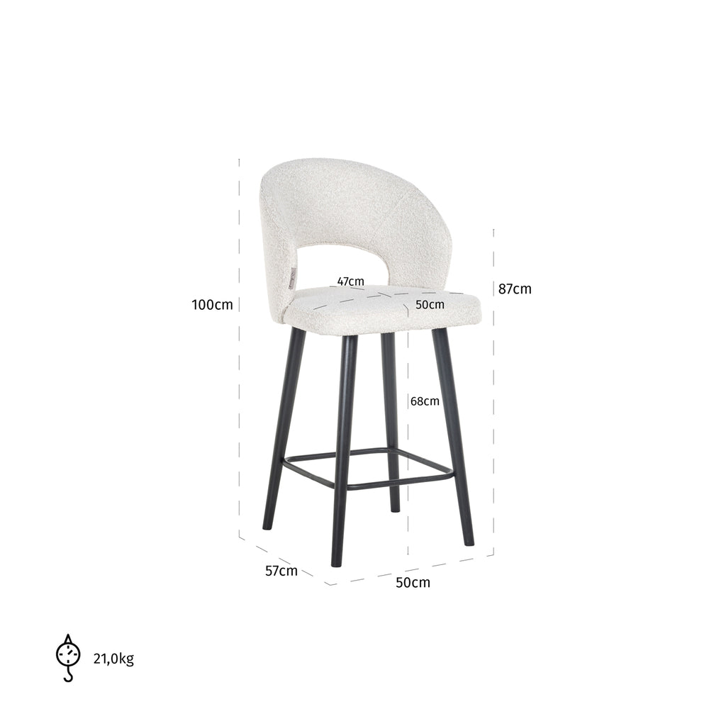 Counter stool Savoy white bouclé