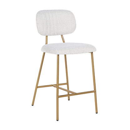 Counter stool Xenia white bouclé / brushed gold