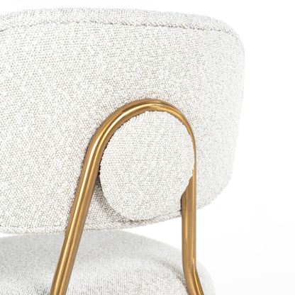 Counter stool Xenia white bouclé / brushed gold