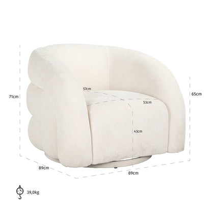 Arcus eenhoorn witte draaifauteuil