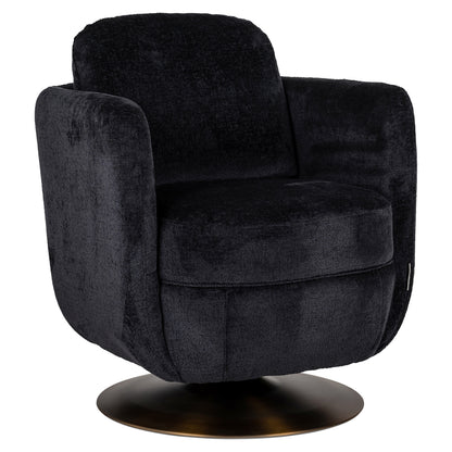 Turner black chenille swivel armchair