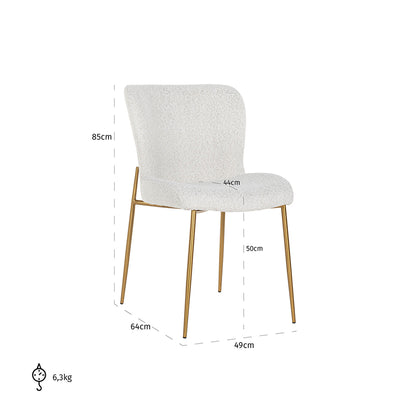 Chair Odessa white bouclé / brushed gold