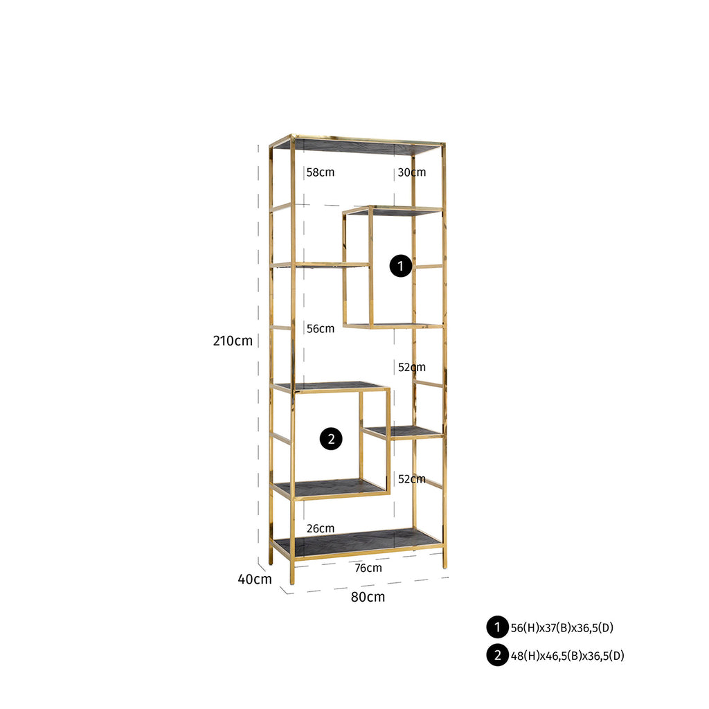 Wall cabinet Blackbone gold 7 shelves