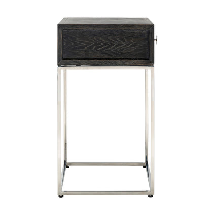 Table de chevet Blackbone argent 1 tiroir