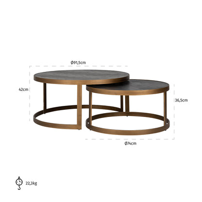 Table basse Blackbone laiton set de 2