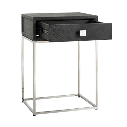 Table de chevet Blackbone argent 1 tiroir