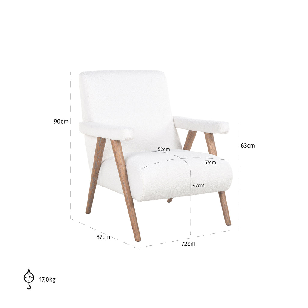 Armchair Bono white furry fire retardant