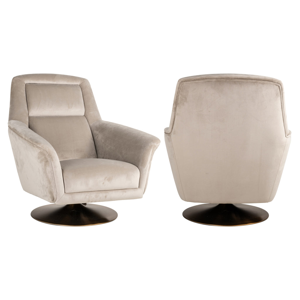 "Swivel armchair Nora in khaki velvet"