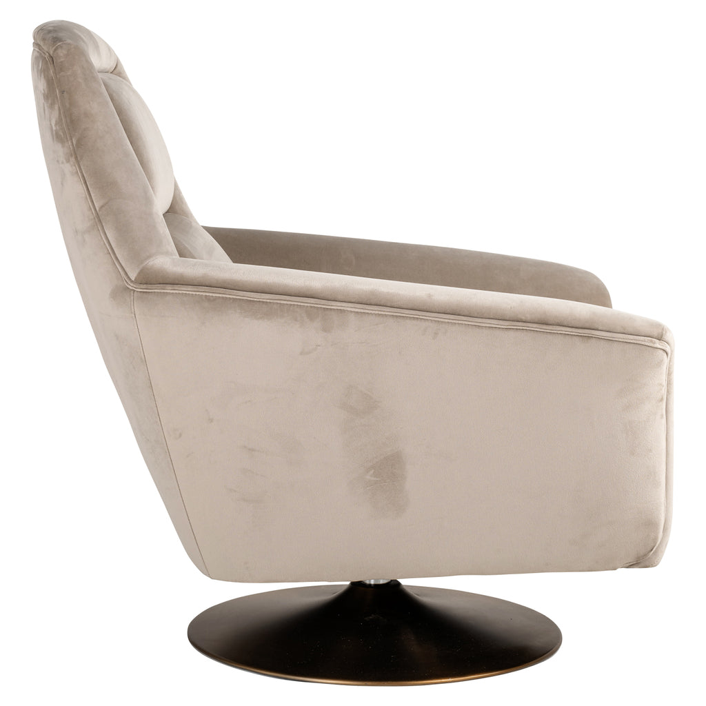 "Swivel armchair Nora in khaki velvet"