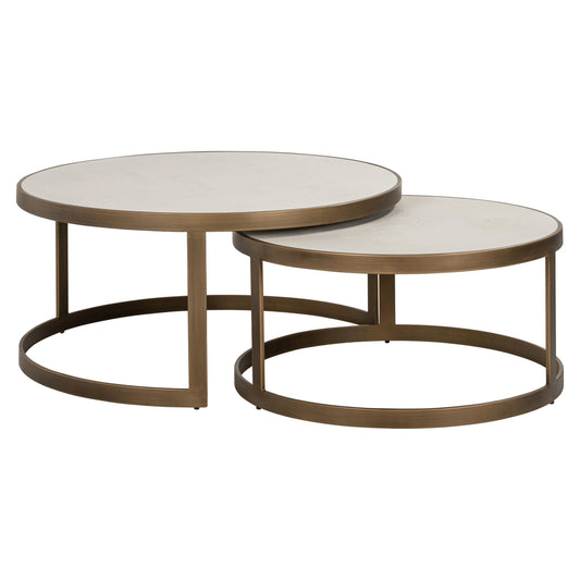 Coffee table Whitebone brass set of 2