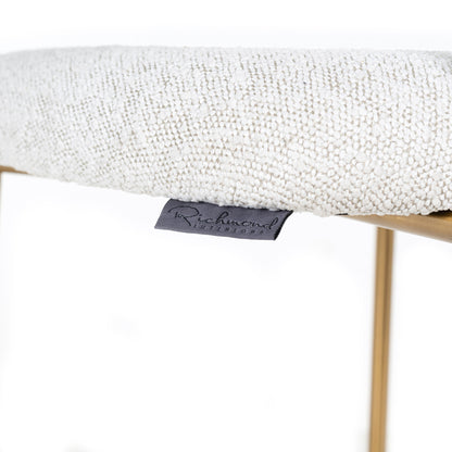 Counter stool Xenia white bouclé / brushed gold