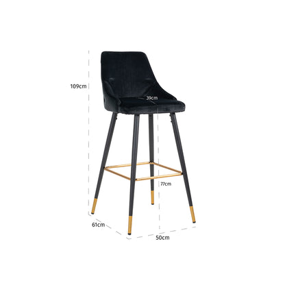 Tabouret de bar Imani velours noir