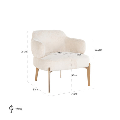 White chenille Venus armchair