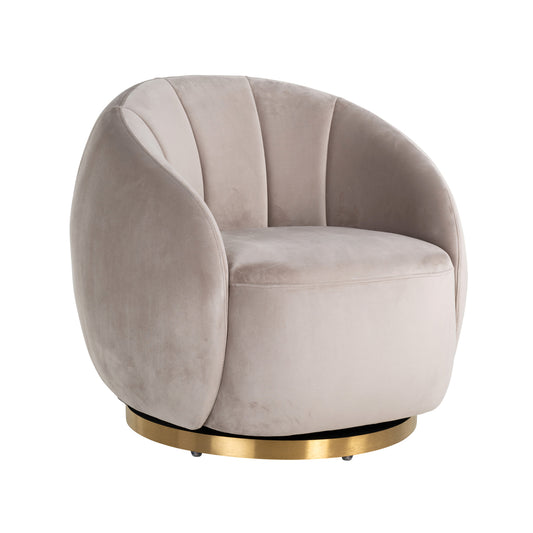 Lounge chair Jago in khaki velvet with brushed gold legs