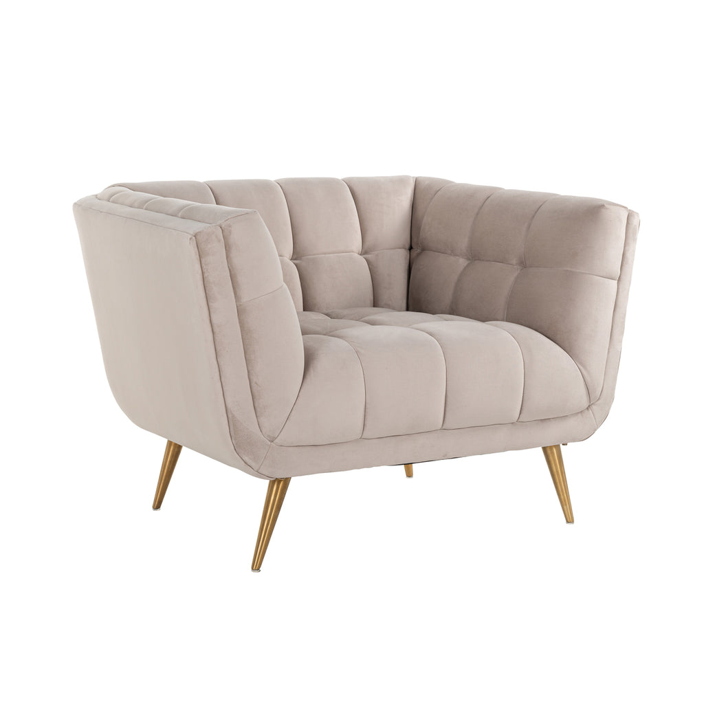 Fauteuil Huxley Velours kaki / Or brossé