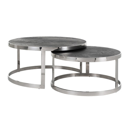 Table basse Blackbone argent set de 2