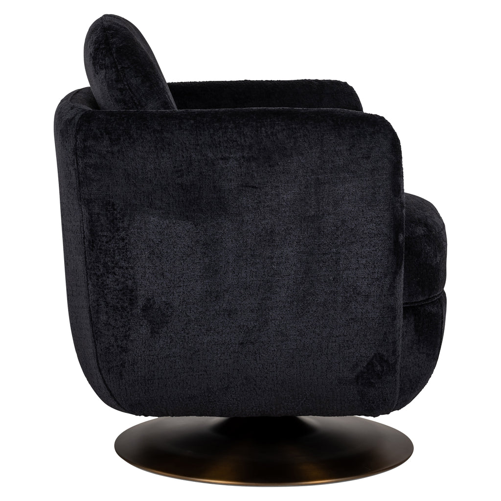 Turner black chenille swivel armchair