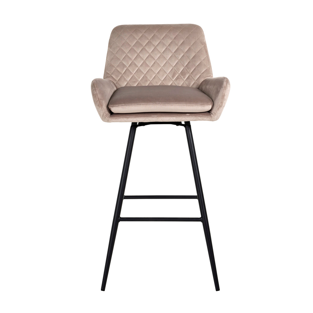 Tabouret de bar Linsey pivotant velours kaki