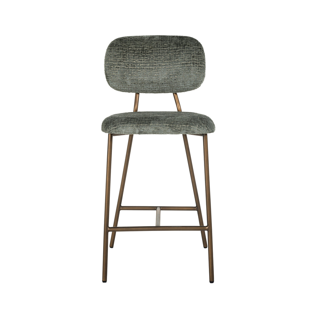 Counter stool Xenia in thyme fusion with brushed gold legs