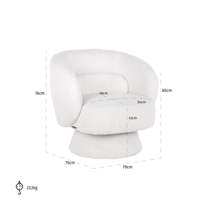 Witte harige fauteuil Senna