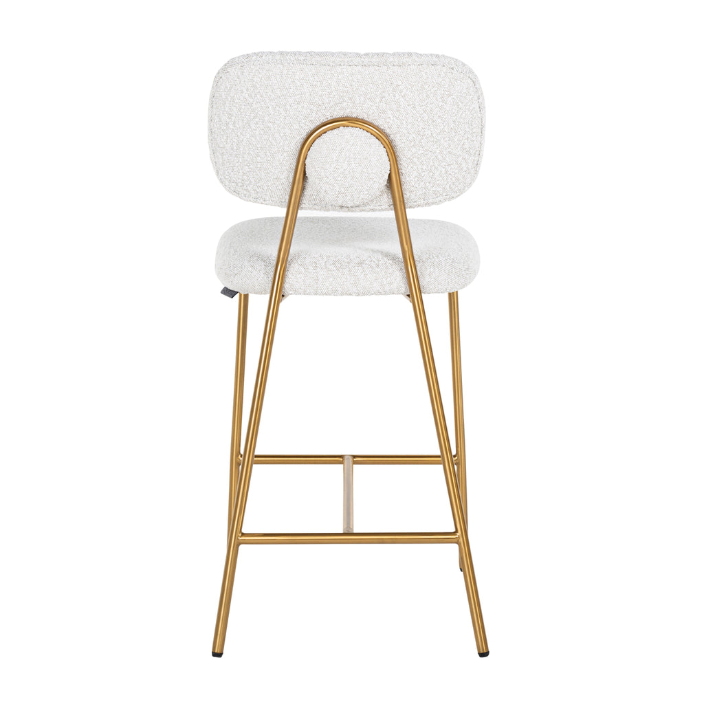 Counter stool Xenia white bouclé / brushed gold