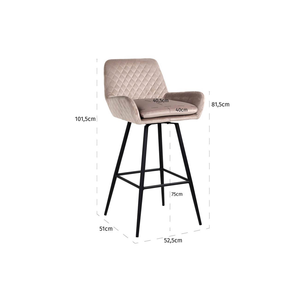 Tabouret de bar Linsey pivotant velours kaki