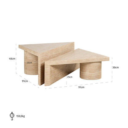 Coffee table set Fictus Travertine faux