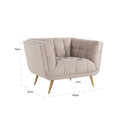 Fauteuil Huxley Velours kaki / Or brossé