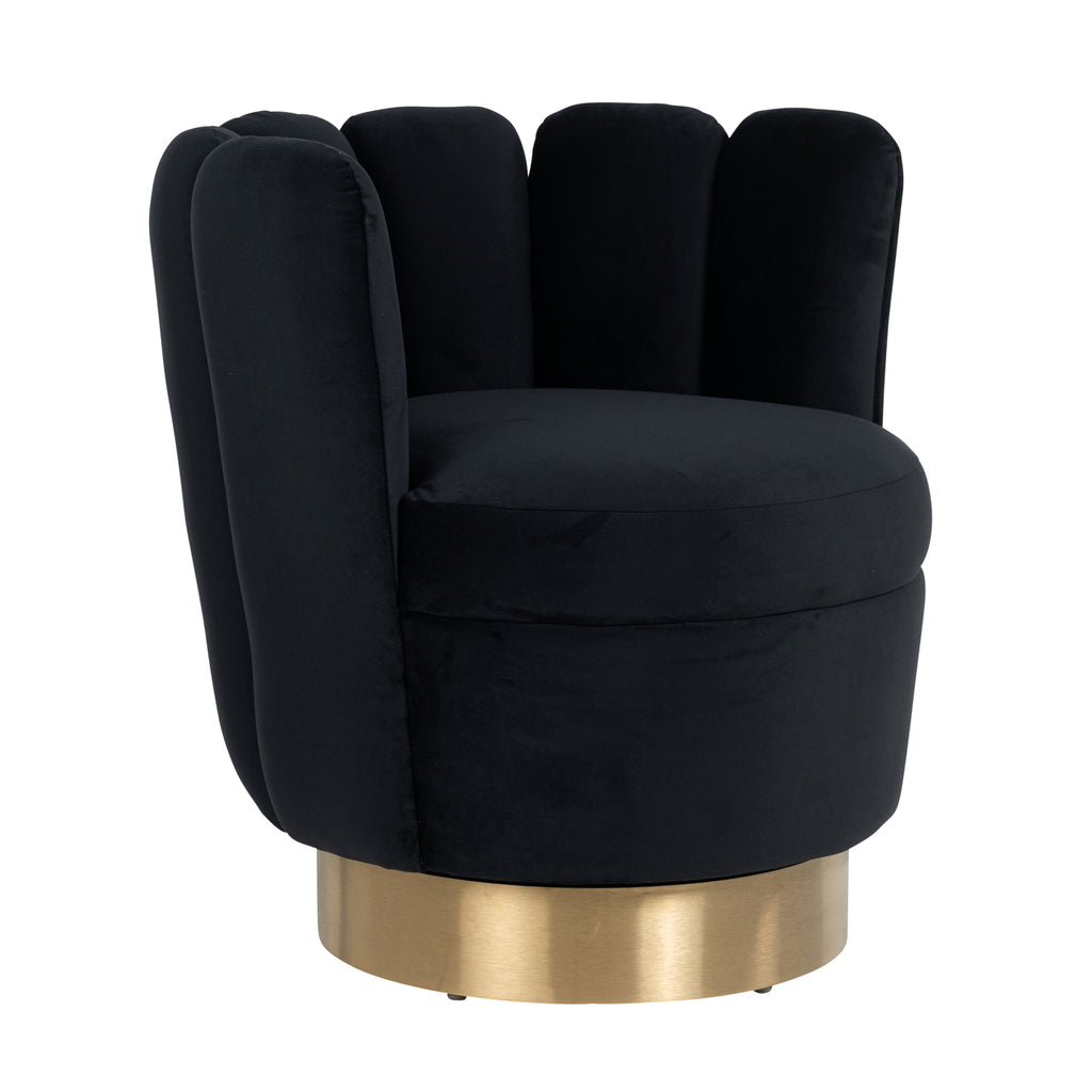 Fauteuil Mayfair velours noir / or brossé