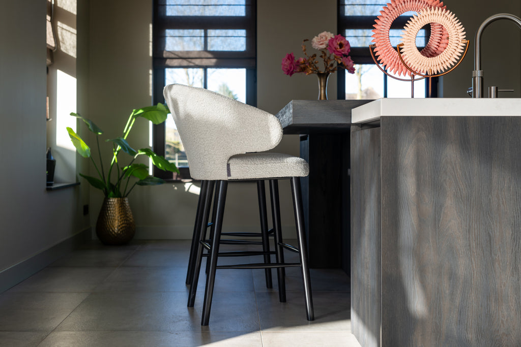 Tabouret de bar Indigo bouclé blanc