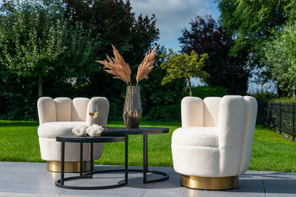 Armchair Mayfair white teddy / brushed gold