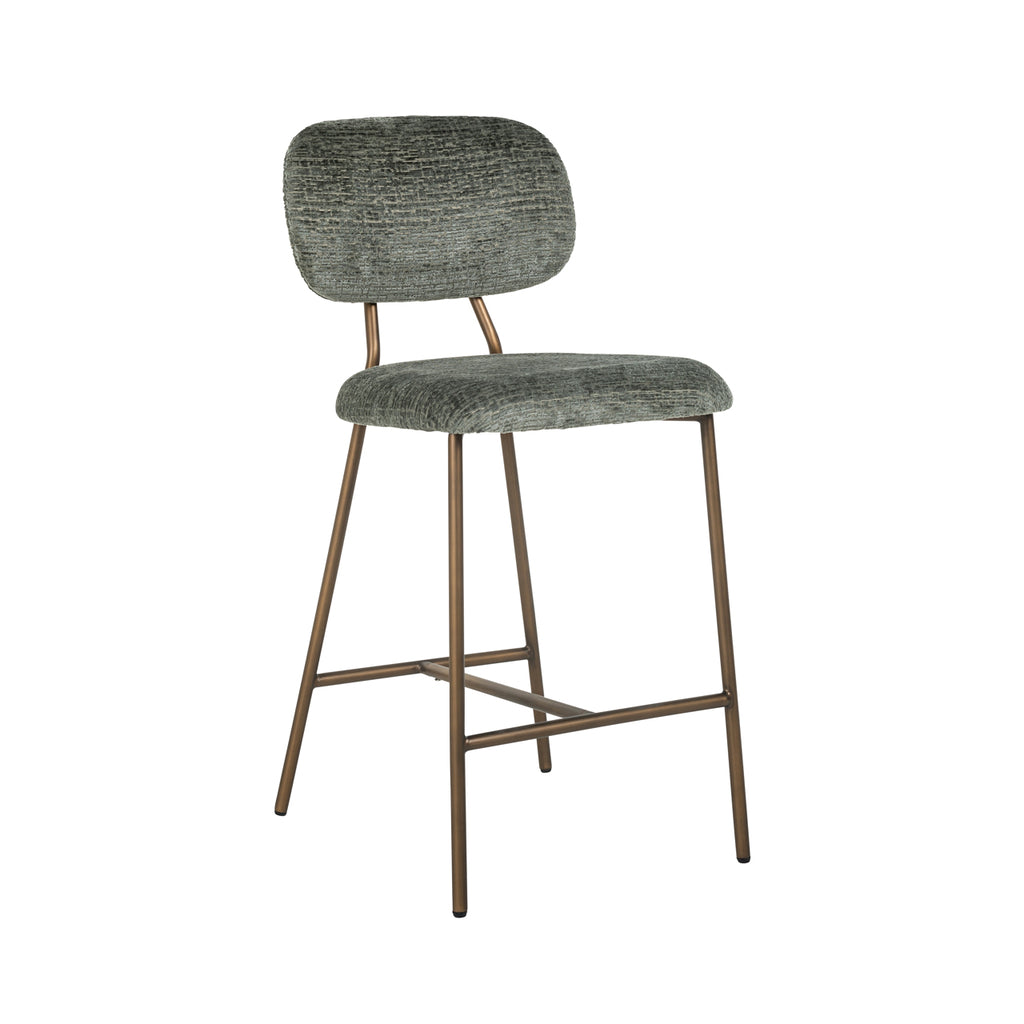 Counter stool Xenia in thyme fusion with brushed gold legs