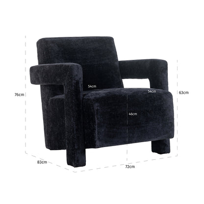 Fauteuil Devanto zwart chenille