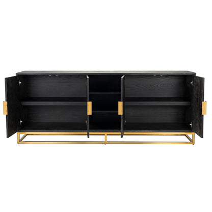 Dressoir Blackbone gold 4-deuren + open vak