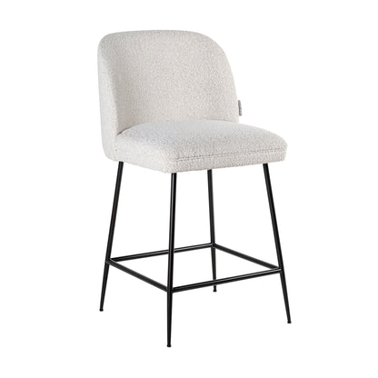 Tabouret de comptoir Pullitzer bouclé blanc / noir