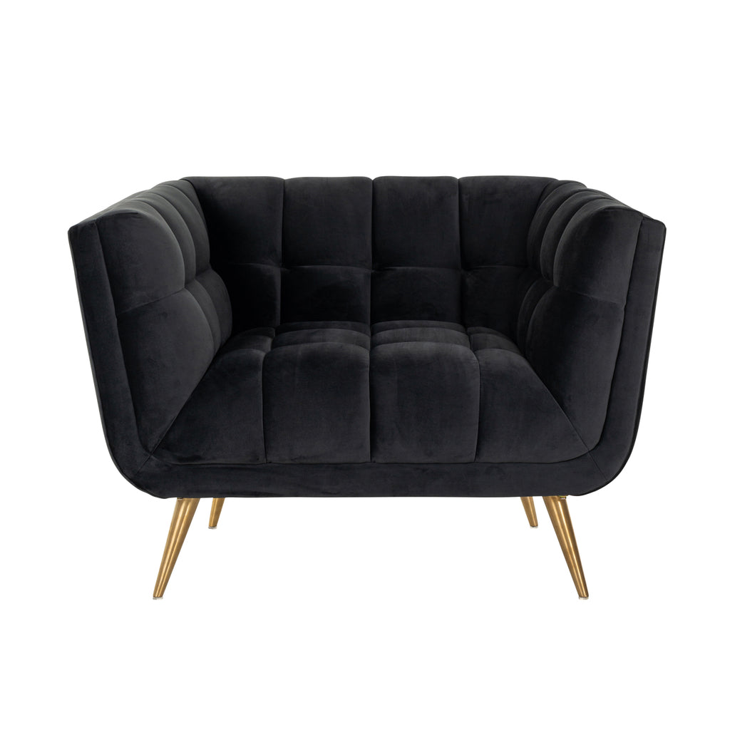 Armchair Huxley Anthracite velvet / Brushed gold