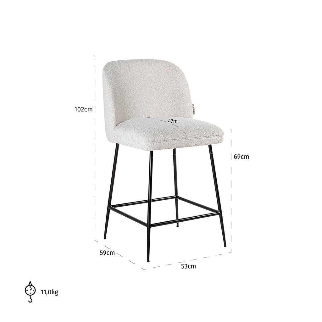 Tabouret de comptoir Pullitzer bouclé blanc / noir