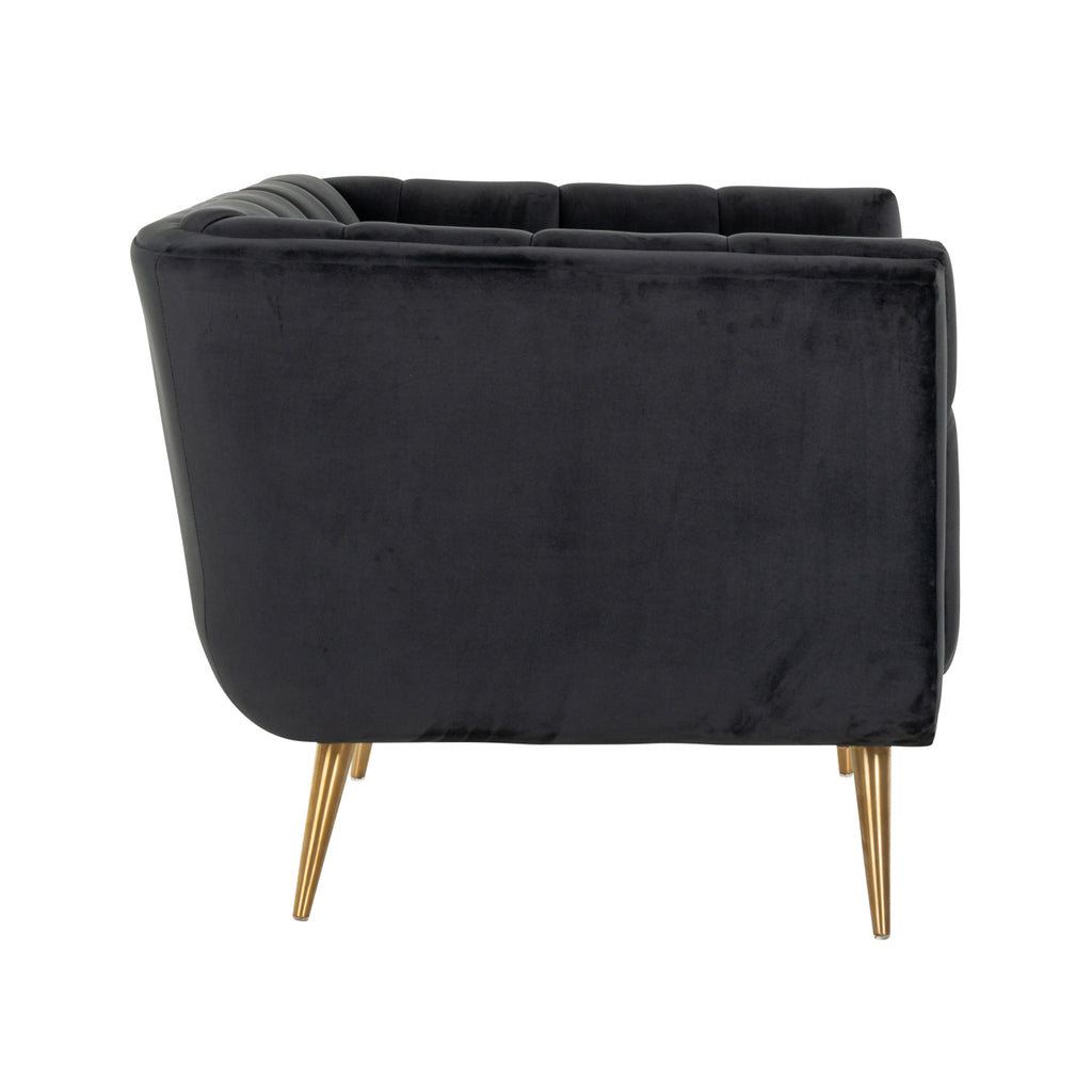 Armchair Huxley Anthracite velvet / Brushed gold